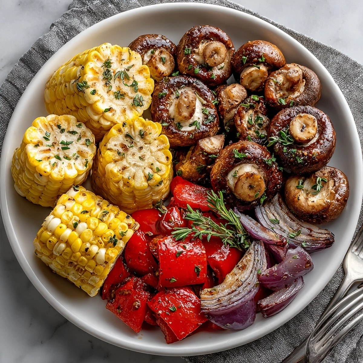 Grilled Sweet Corn and BBQ Mushroom Foil Packs ready to open for summer camping meals