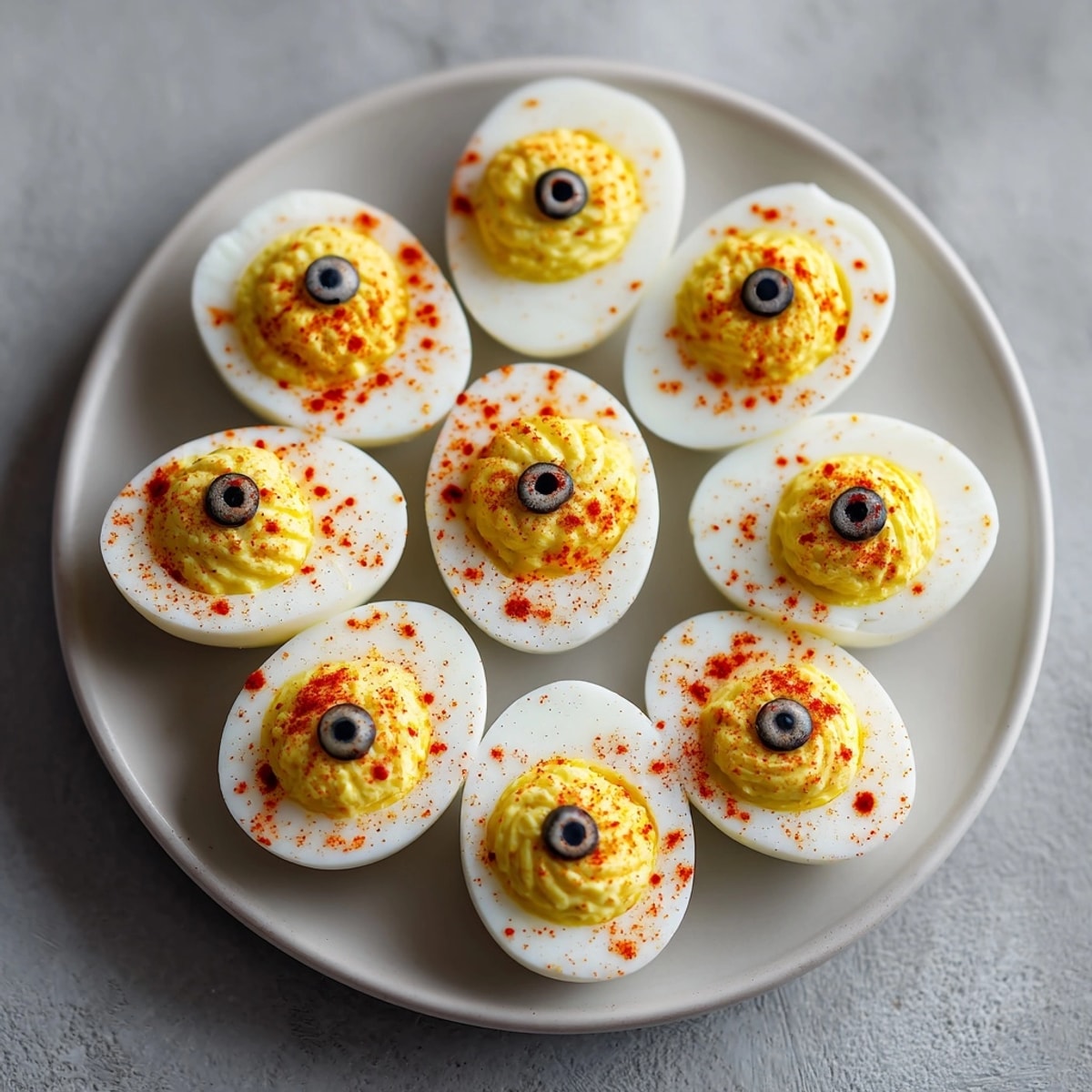 Perfect Halloween snack: Homemade Monster Deviled Egg Eyeballs, a fun, eerie variation.