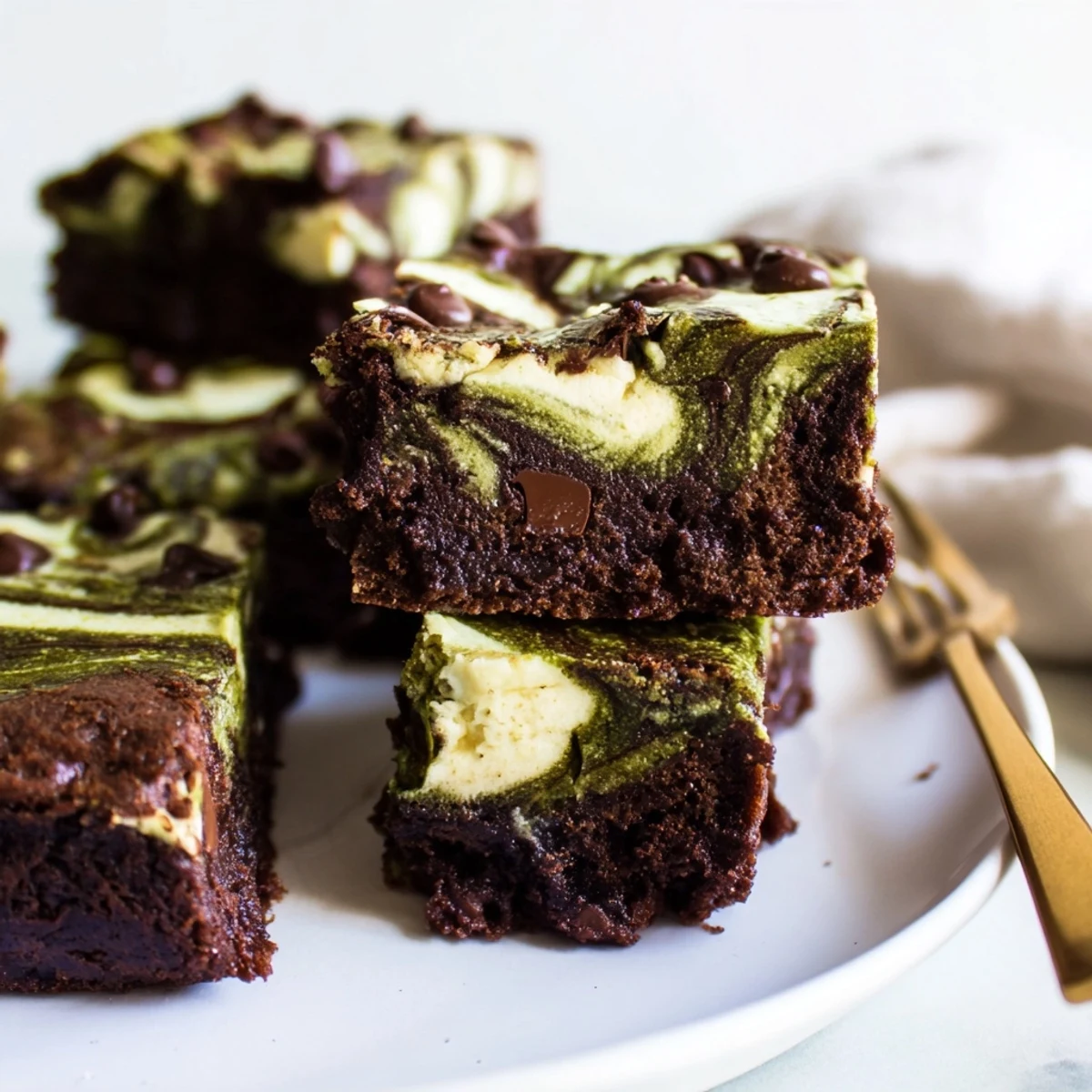 Decadent matcha cheesecake swirl brownies with rich chocolate and creamy texture.  