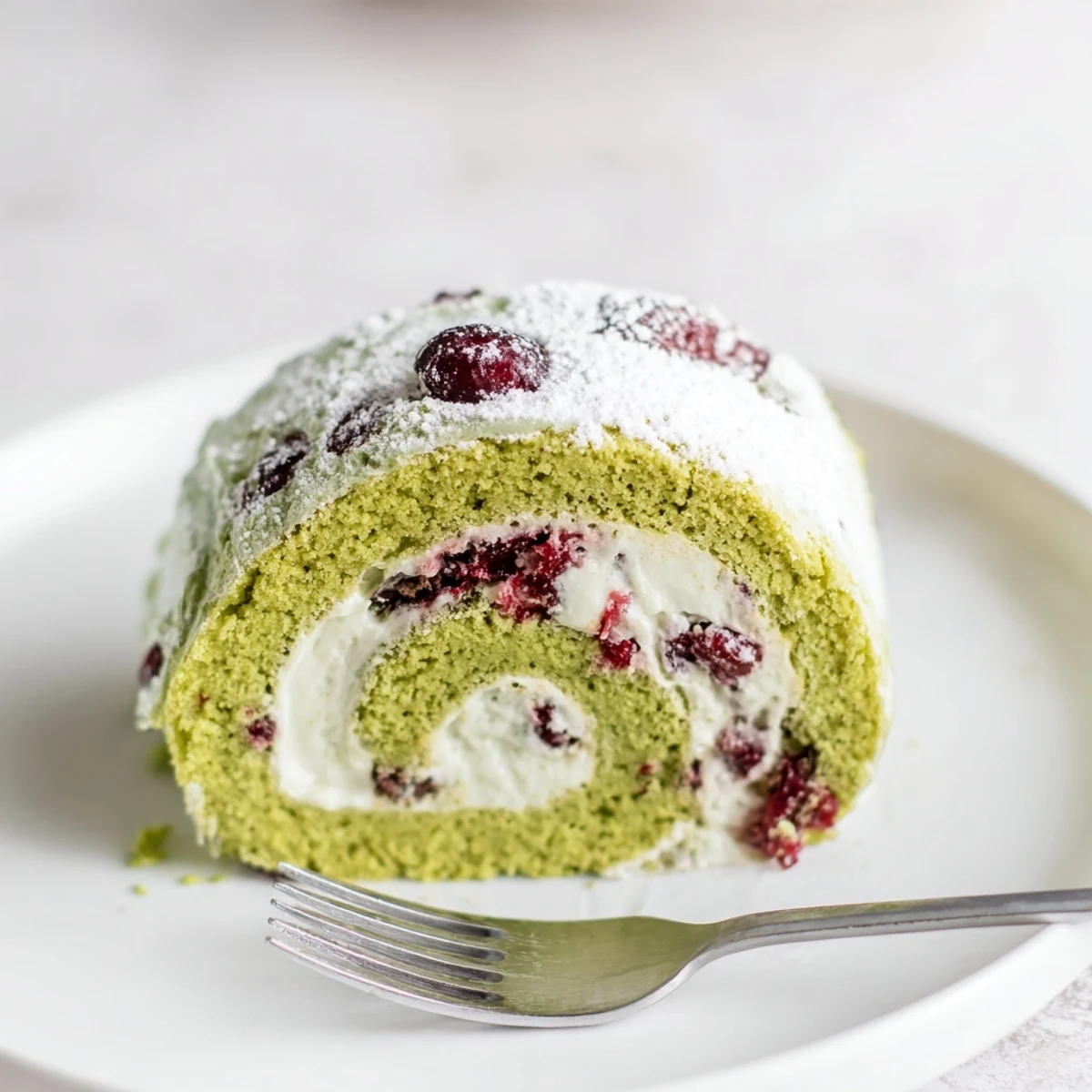 Matcha Swiss Roll Cranberry Cream