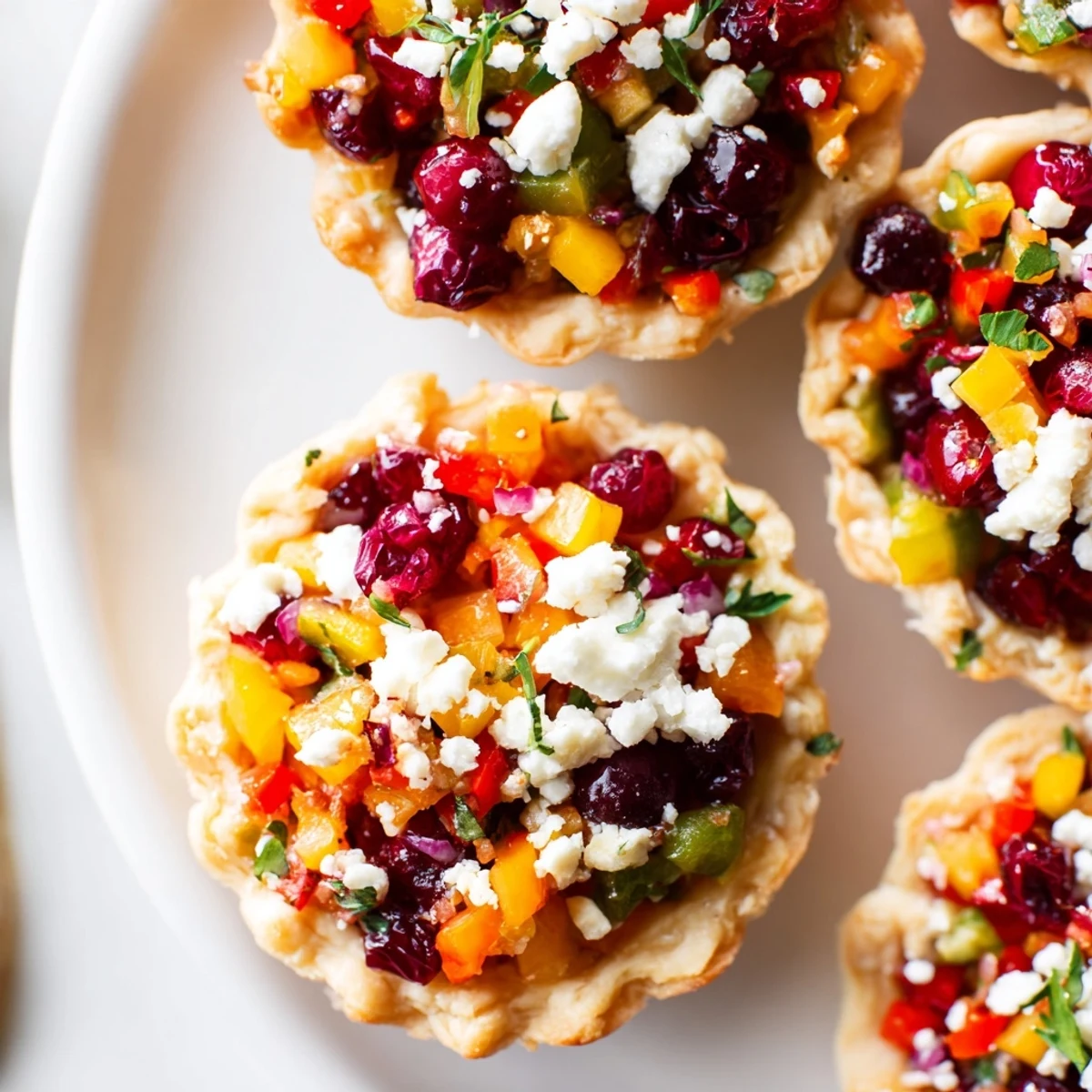 Vibrant cranberry jalapeño tartlets bursting with flavor, a delightful party starter option.