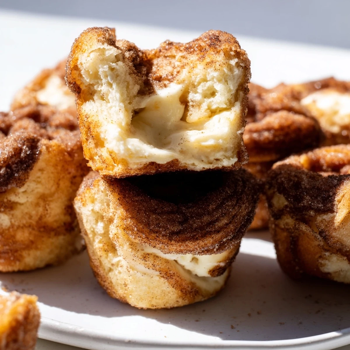 Delicious Cheesy Churro Chaos Muffins bursting with gooey cheese and sweet cinnamon dust.