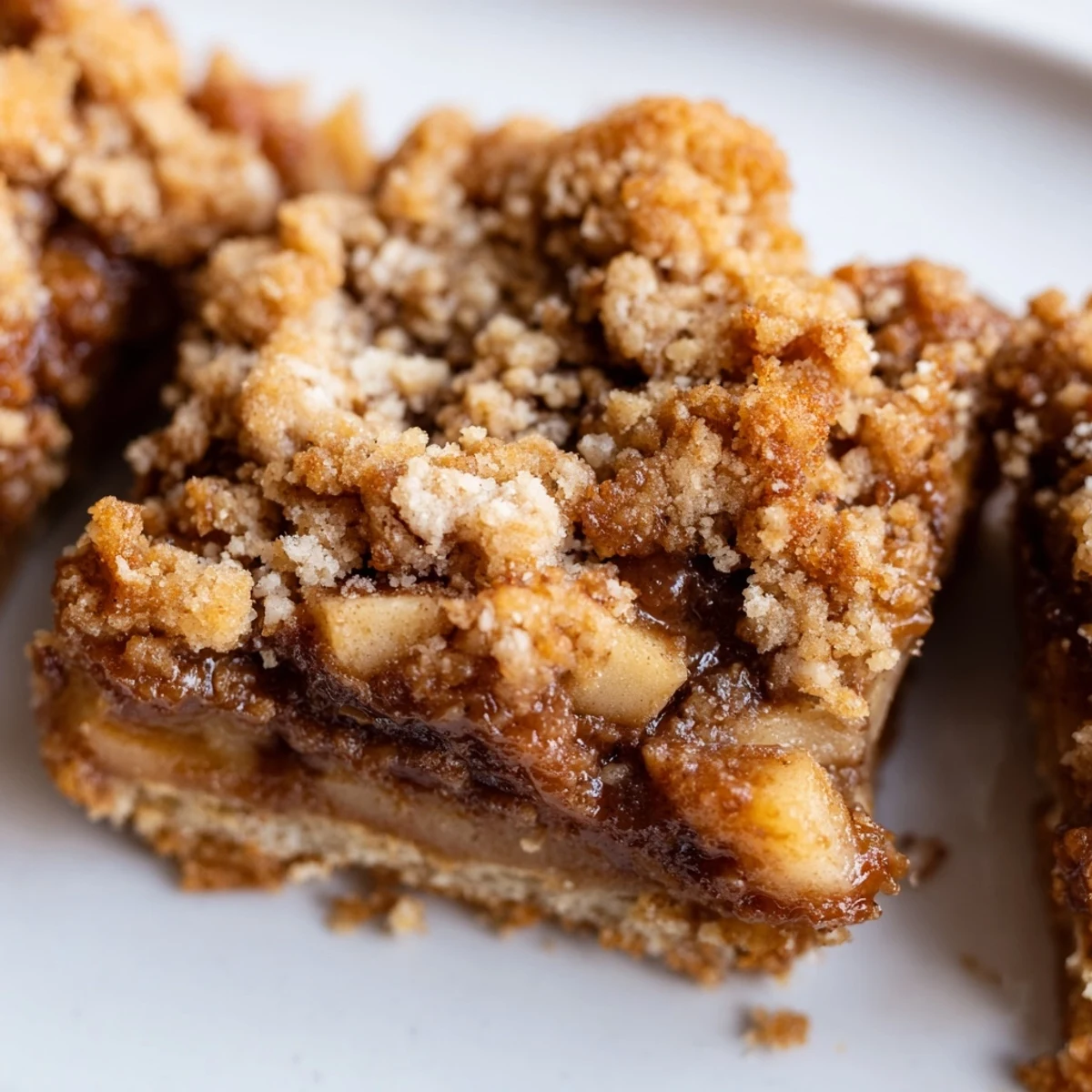 Chewy spiced caramel apple cookie bars topped with buttery crumble, perfect for fall.