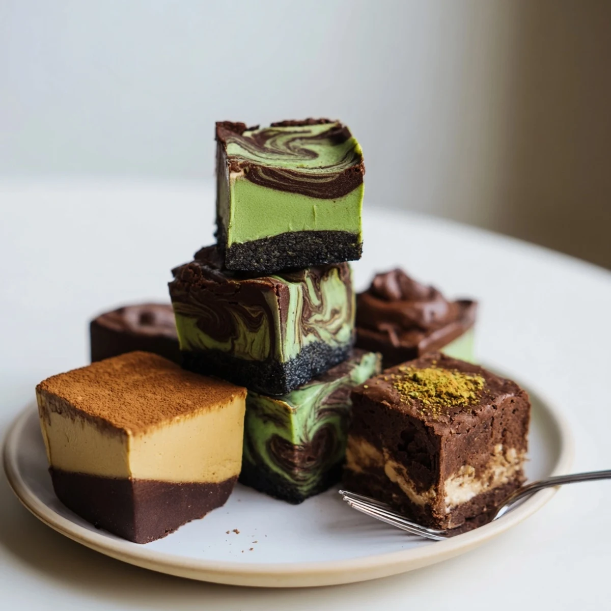 Indulge in these matcha-miso brownies for a fusion dessert experience.  