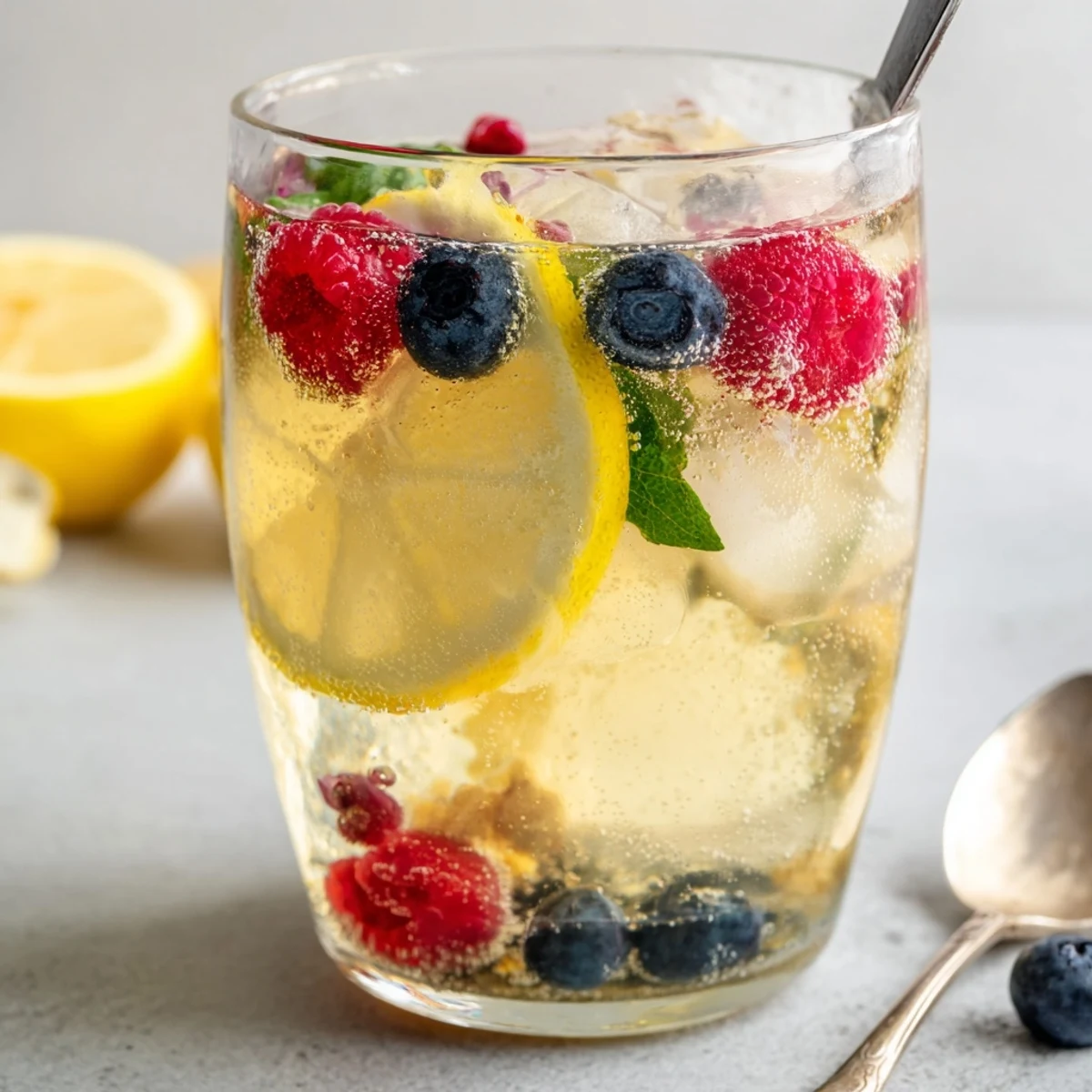 Refreshing fermented drinks with colorful berries, ideal for kombucha-style home-brew mocktails.  