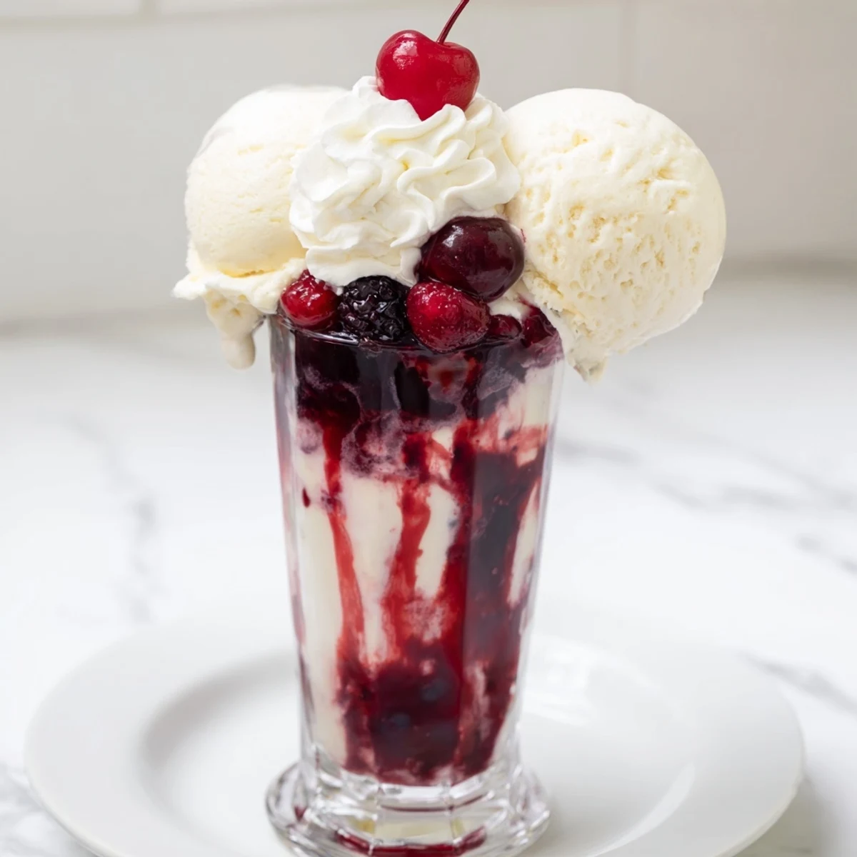 Vibrant homemade Fruit Soda Floats with Cherry syrup, vanilla ice cream, and fizzy lemon-lime soda.