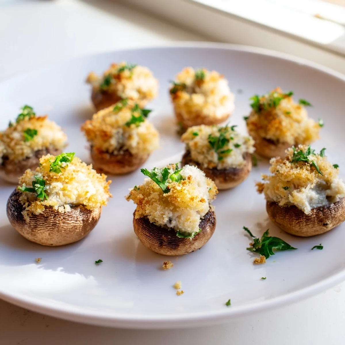 Imagine the aroma: savory Air Fryer Holiday Stuffed Mushrooms with herb-infused cream cheese and panko breadcrumb crust.
