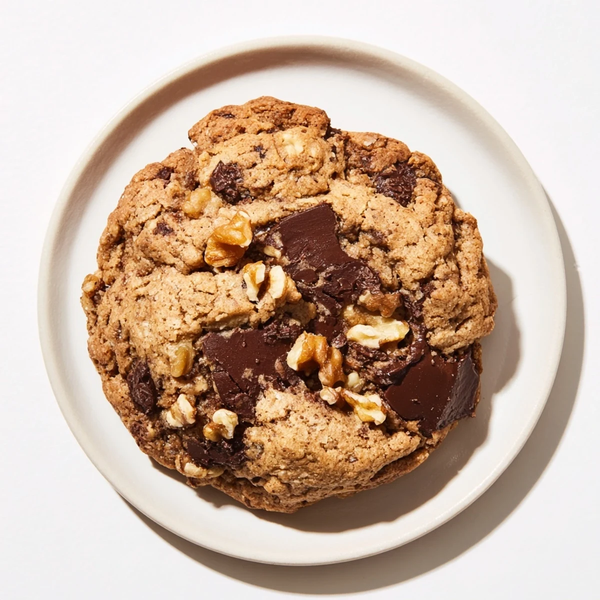 Stack of warm, chewy protein chocolate chip cookies with melted chocolate, ready to eat.