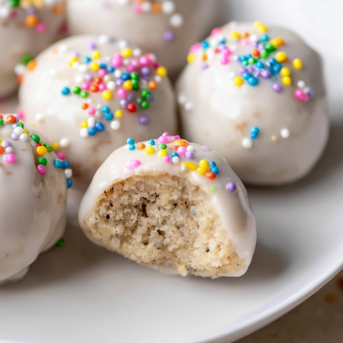Shiny, glazed Protein-Packed Italian Christmas Cookie Balls with festive sprinkles, perfect for holiday gifting.