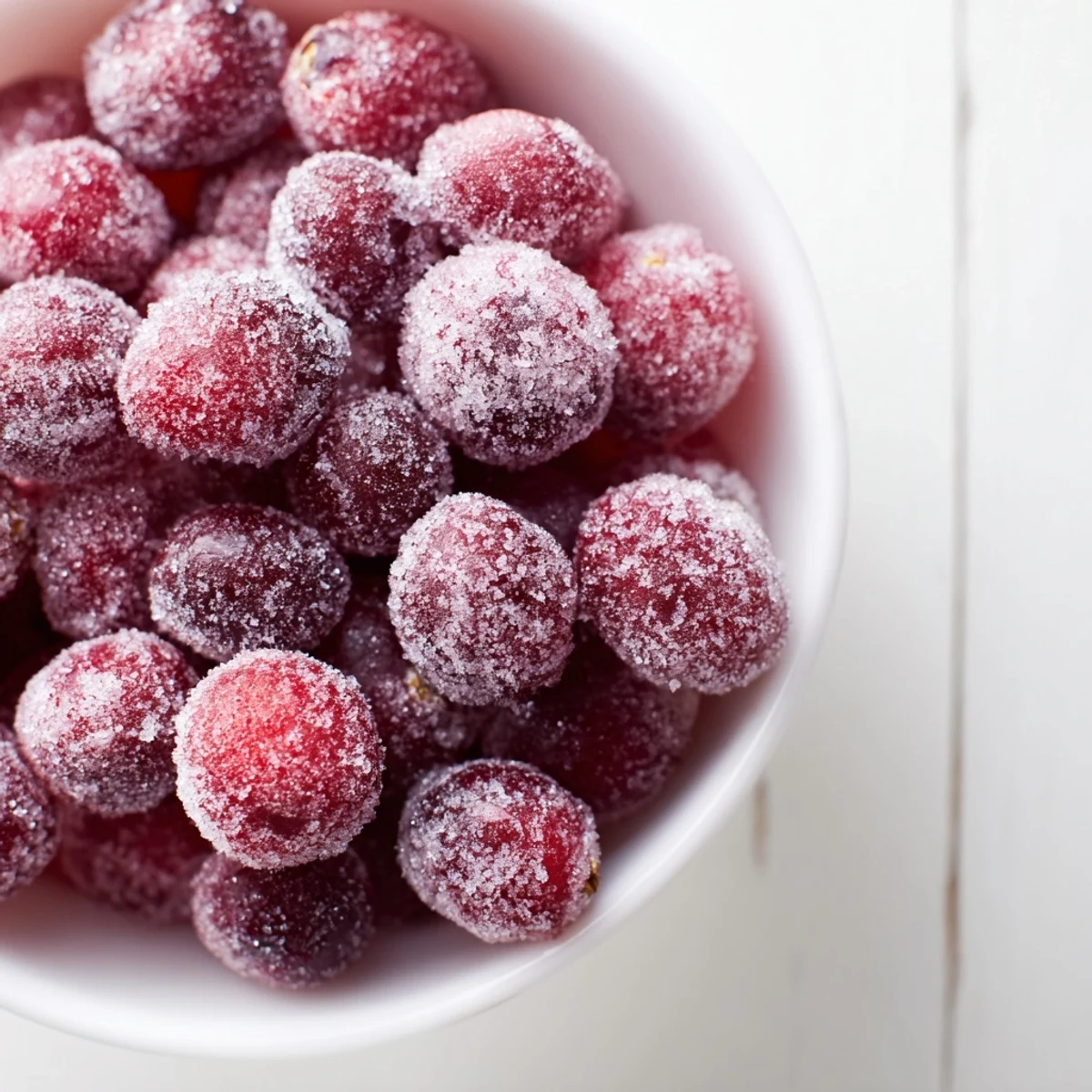 Sparkling 5-Minute Express Candied Cranberries, a festive treat with glistening sugar coating, ready to enjoy.