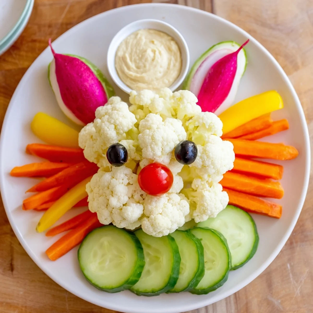 This Bunny Meadow Veggie Board features a vibrant, healthy assortment, a fun, festive snack board for holidays.