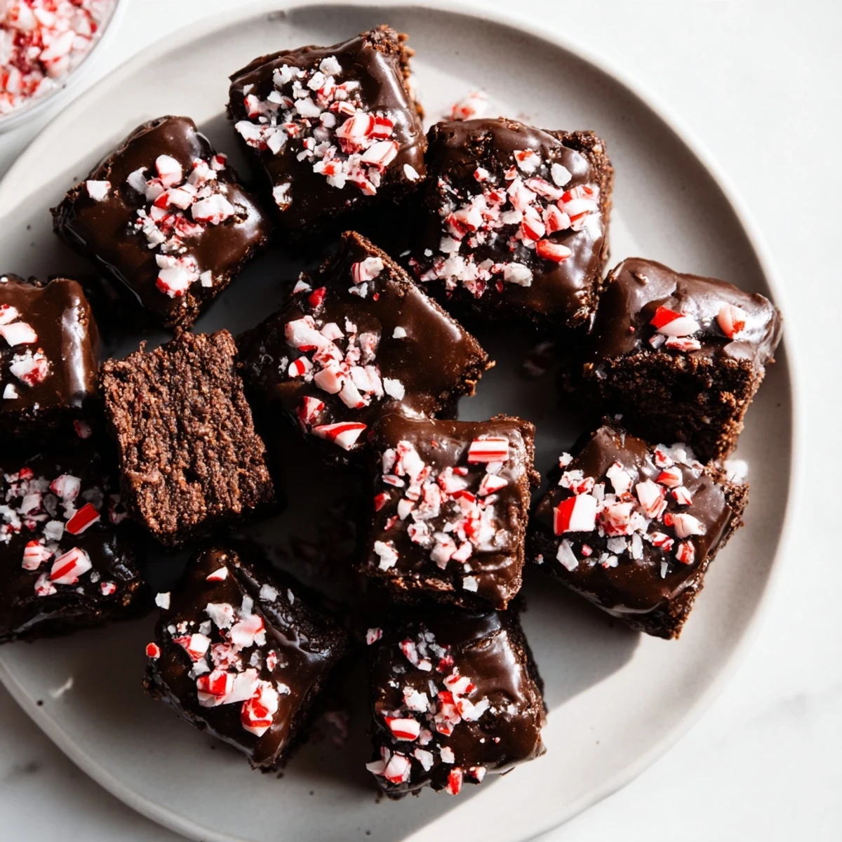 Get ready to savor these festive Peppermint Mocha Brownie Bites, topped with crushed peppermint candy.