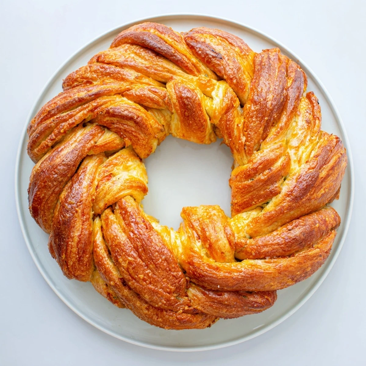 Warm, golden Reindeer Antler Spinach Dip Ring, ready to serve at a holiday party.