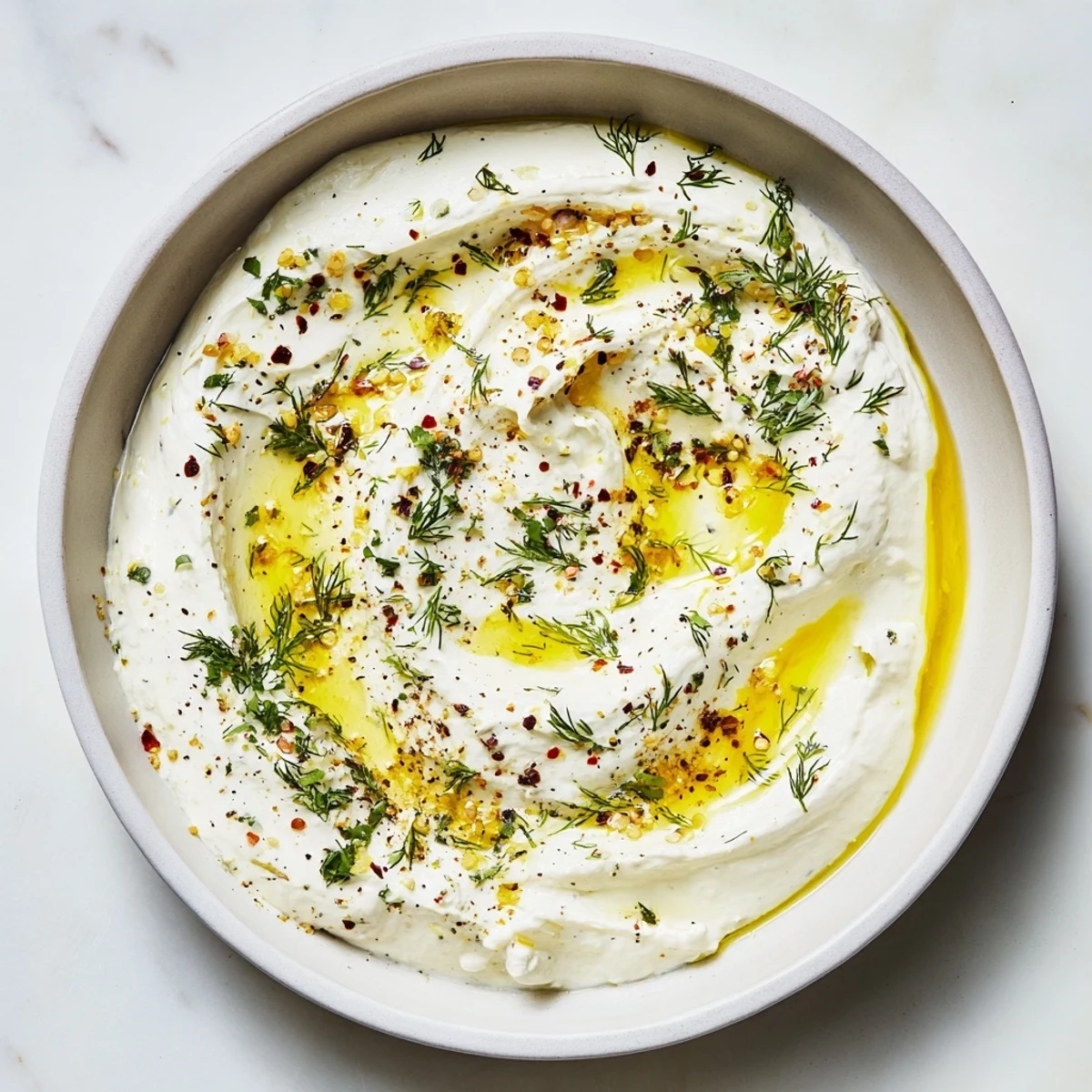 Creamy Angel Wings Whipped Feta Dip, drizzled with honey, ready to scoop with crispy pita.