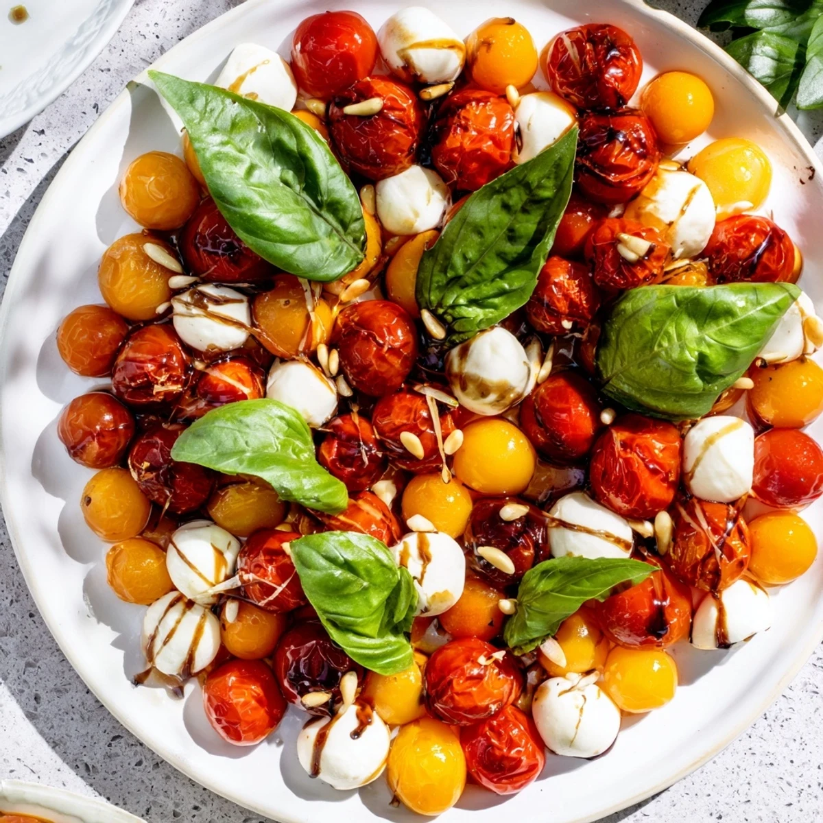Appetizer Wreath: Cherry tomatoes, mozzarella, and fresh basil arranged in a vibrant wreath, perfect for a gathering.