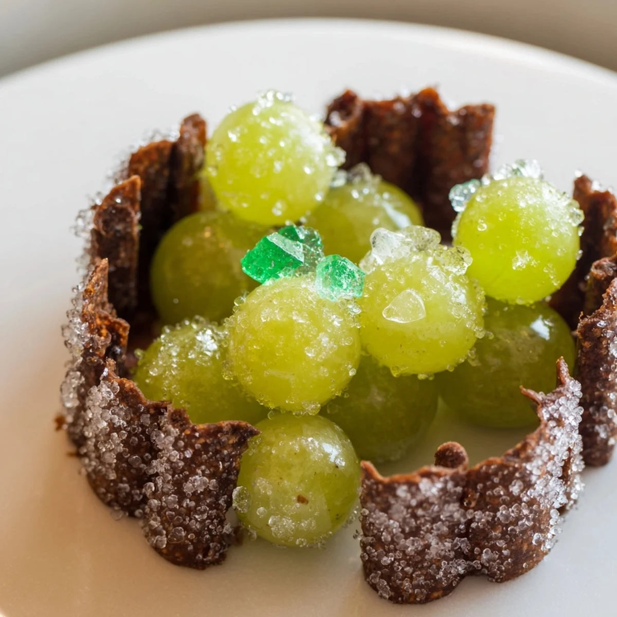 Sparkling sugar coats grapes in this "Crystal Cave," a whimsical dessert ready for a party.