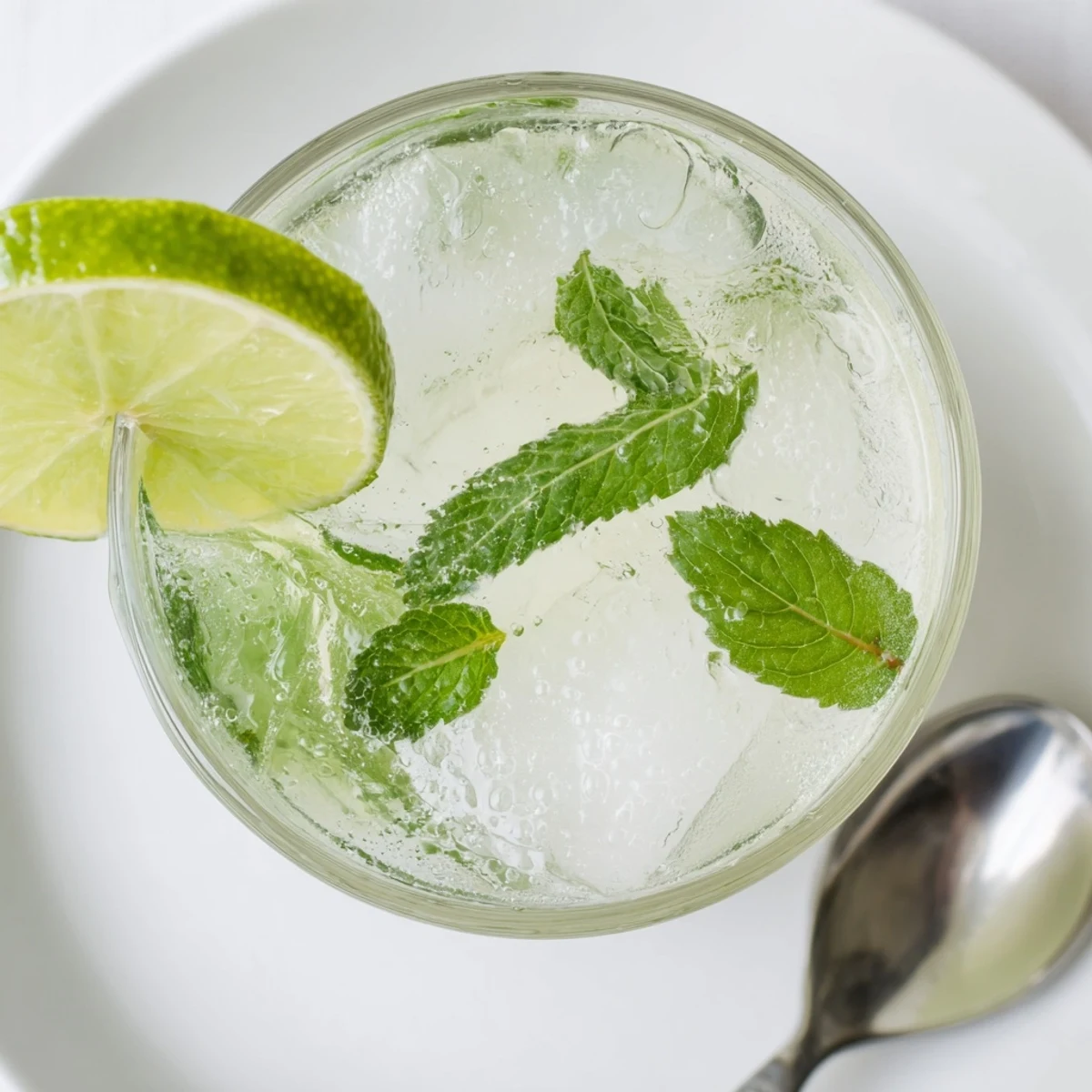 Cool, clear pitcher showing fresh Mint Lime Agua Fresca, perfect for a vegan party.