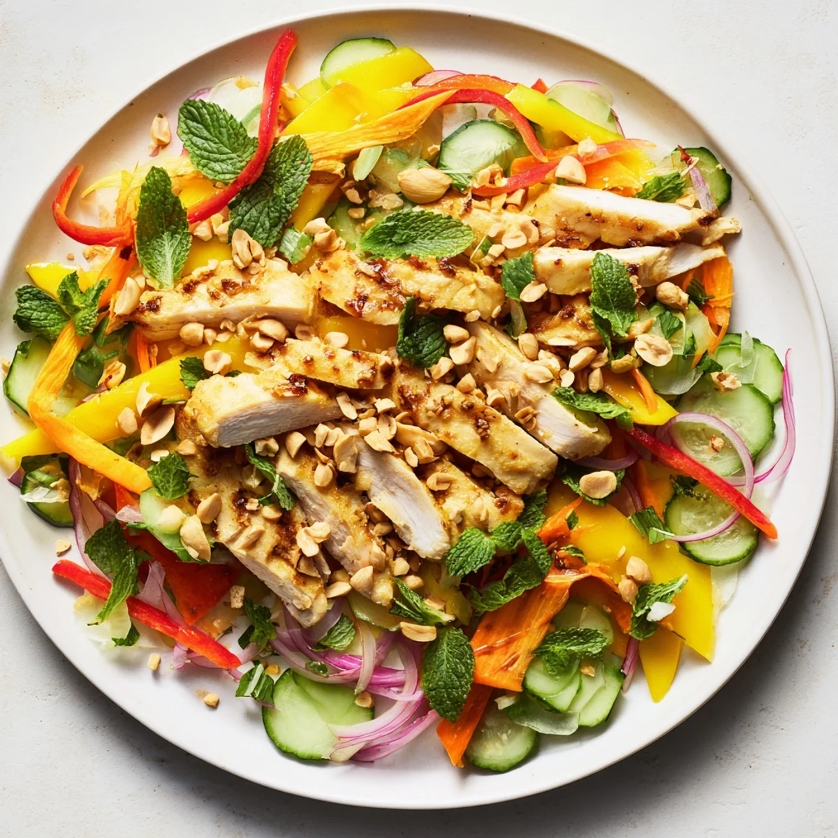 Thai Mango Chicken Salad: a flavorful salad with juicy mango, tender chicken, and vibrant, fresh herbs.