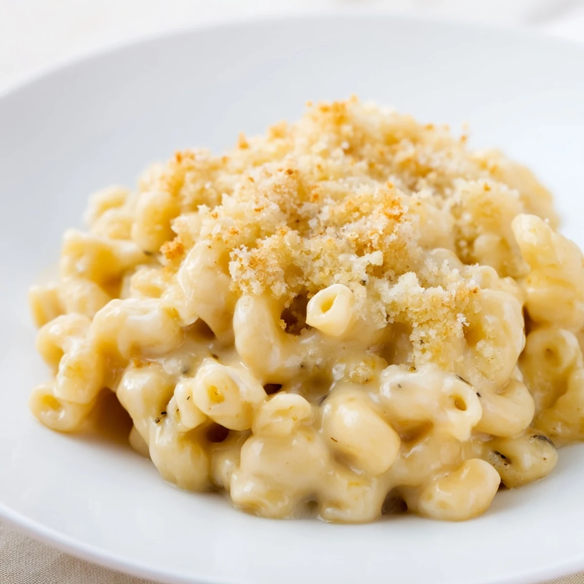 Creamy stovetop mac and cheese with melted cheese, ready to be served hot and delicious.
