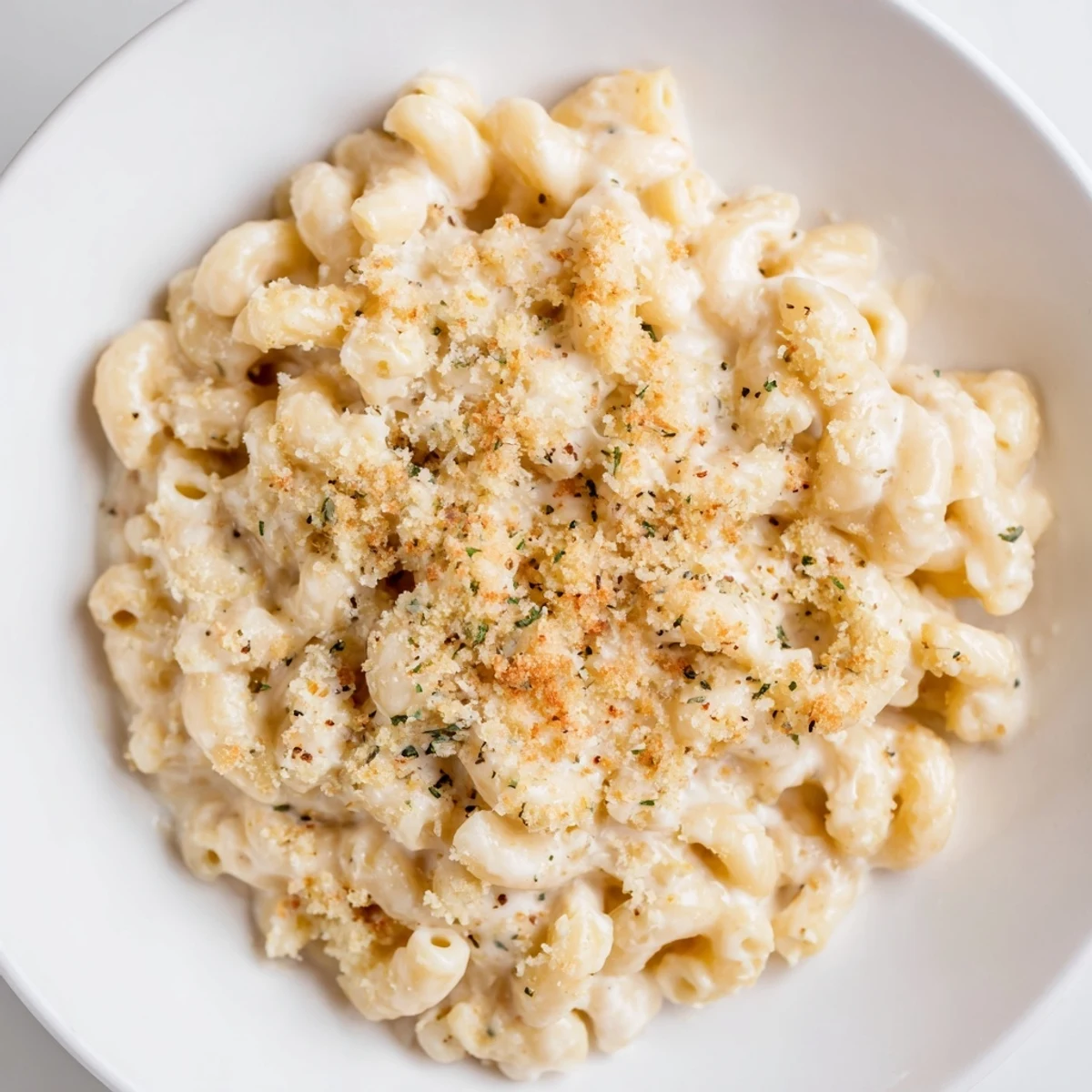 A close-up shot of rich, homemade mac and cheese, perfectly cheesy and comforting for dinner.