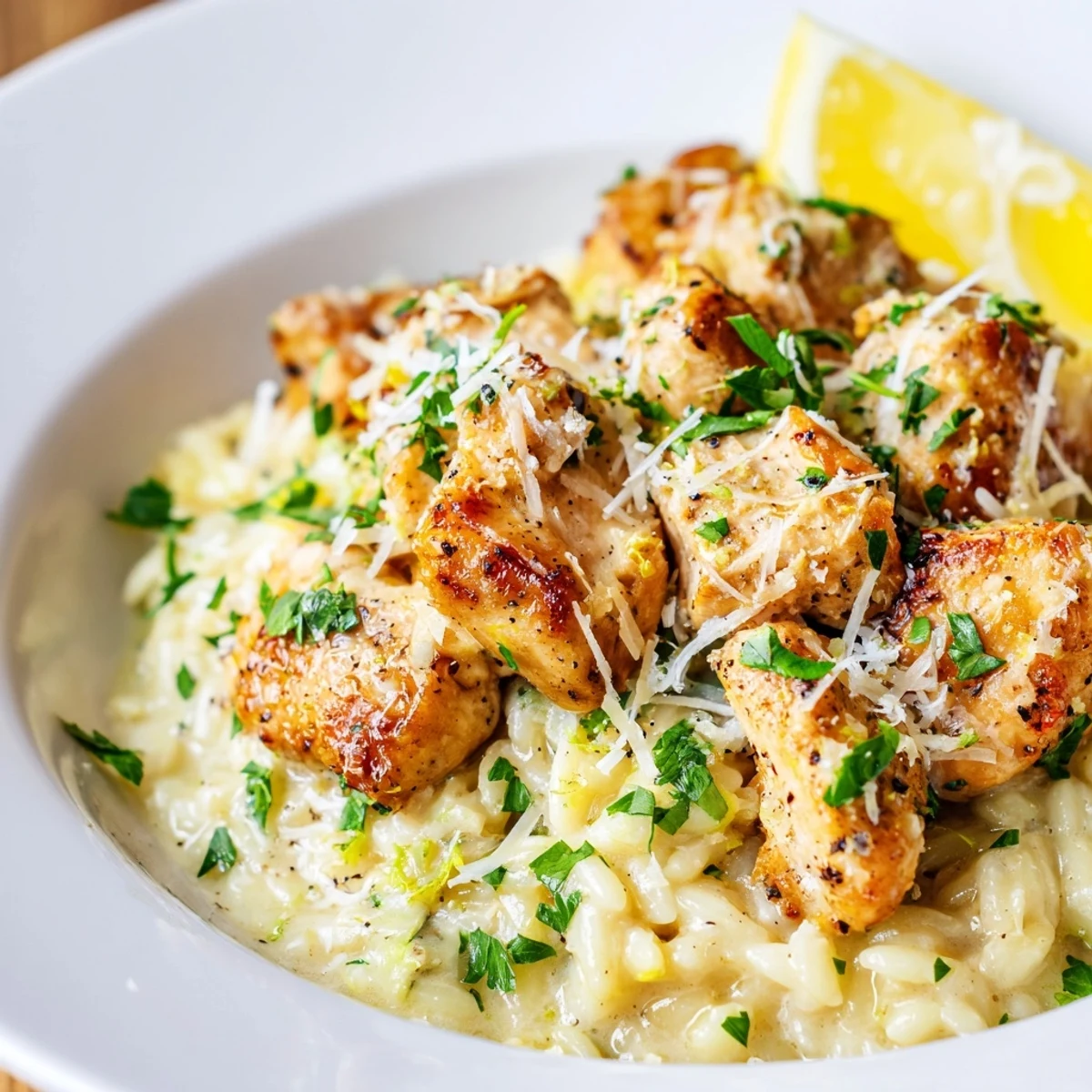 Creamy Lemon Chicken Orzo, a golden one-pan dish, smells heavenly with fragrant herbs and lemon.