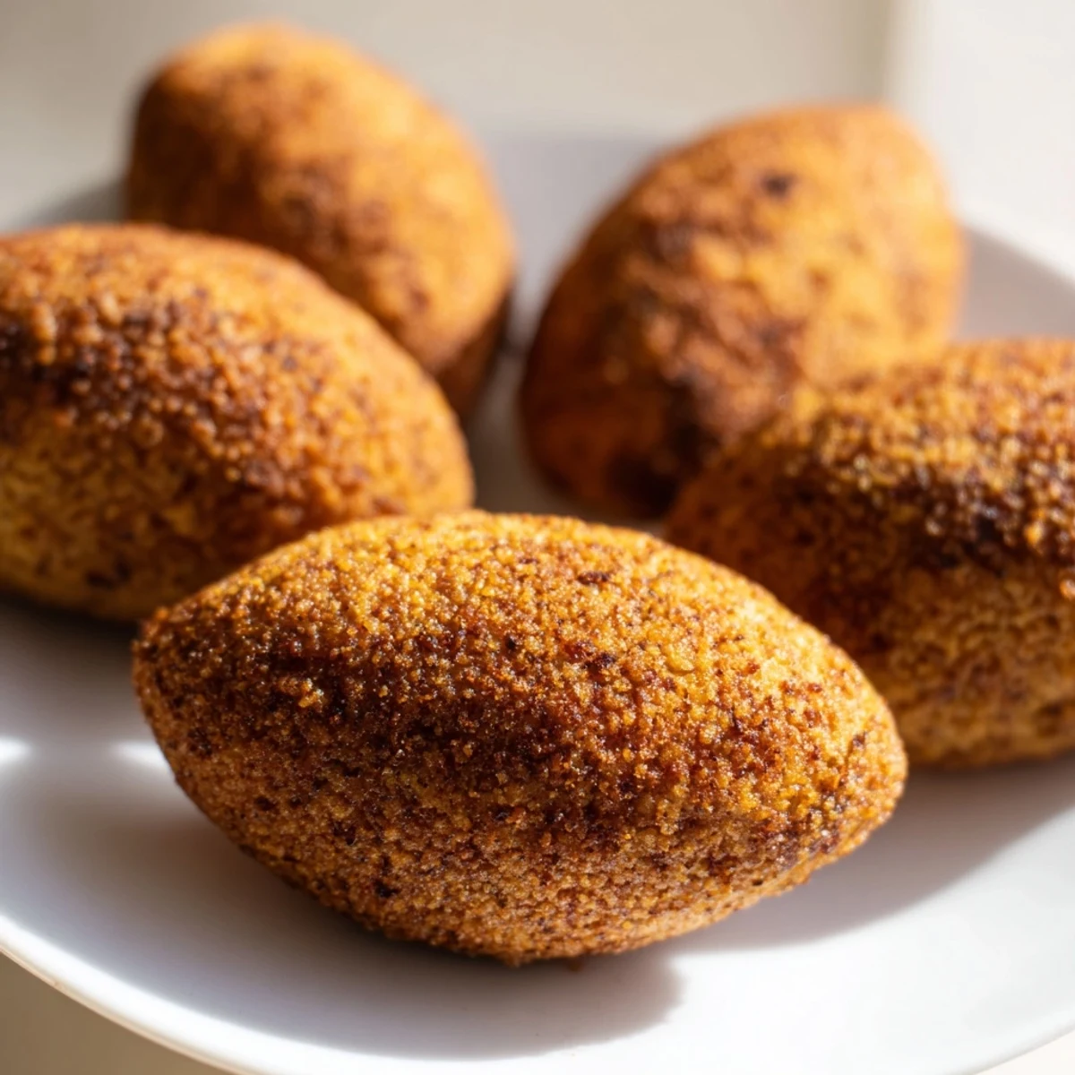 Golden, crispy Lebanese Kibbeh patties, perfect as an appetizer, resting on a serving plate.