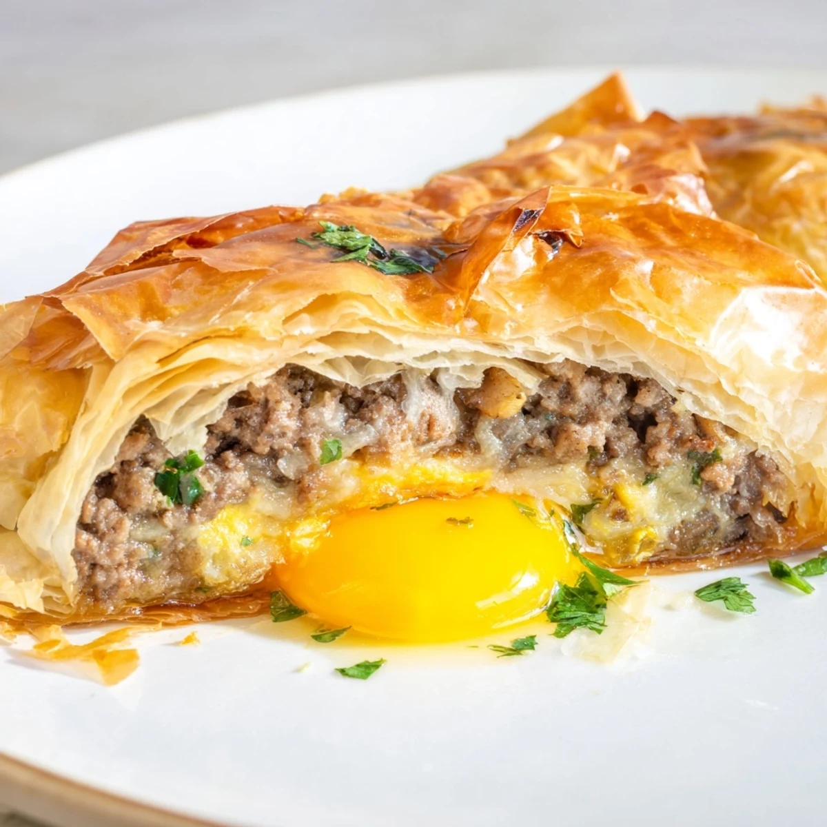 Deliciously fried Tunisian Brik, a savory meat-filled pastry with a golden, flaky crust.