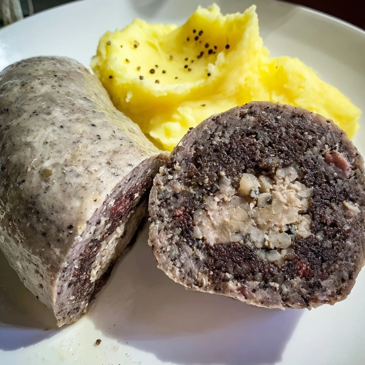 Steaming Scottish haggis, savory and spiced, served with creamy potatoes and turnip mash.