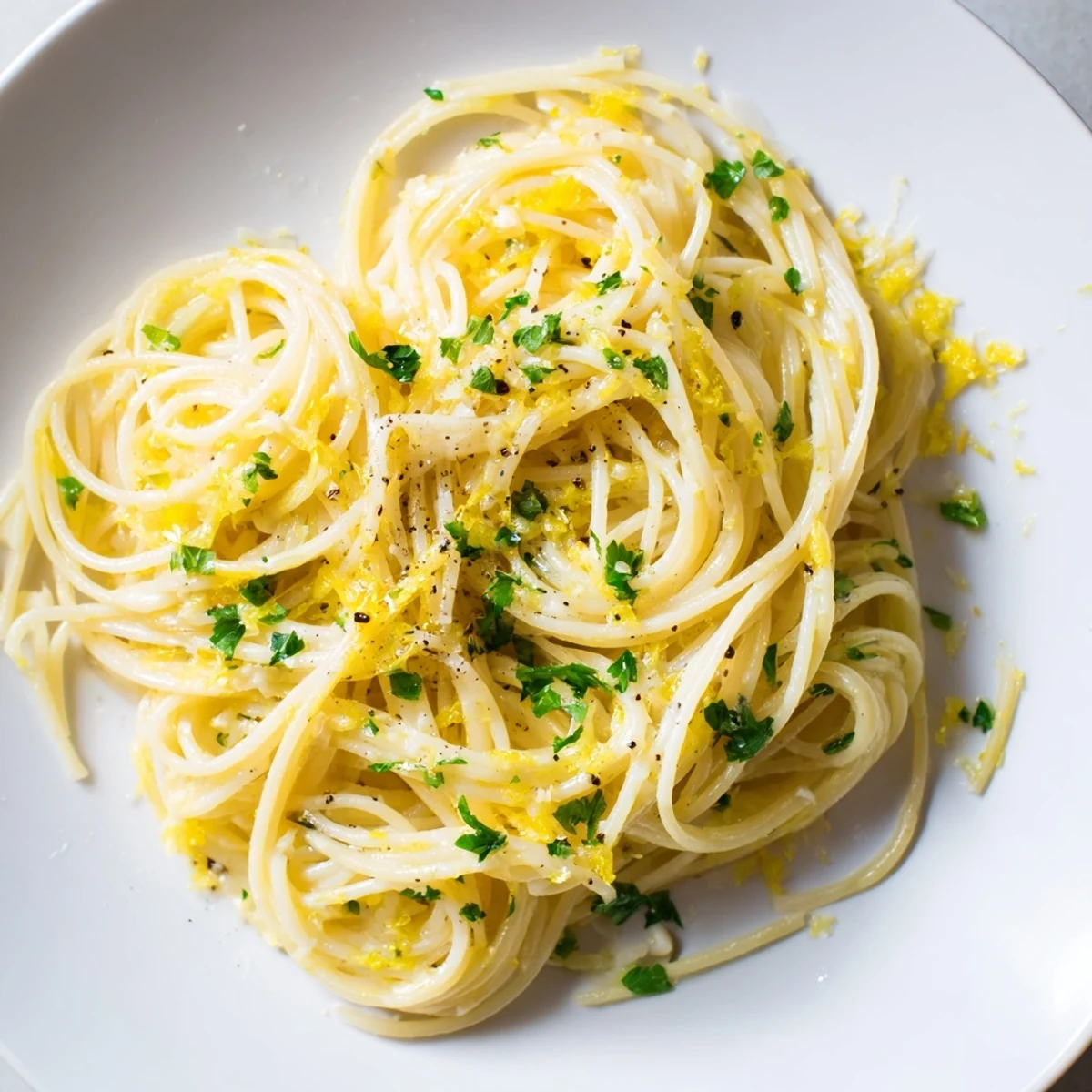 Golden strands of capellini coated in a luscious lemon butter sauce, the Lemon Butter Pasta Light.