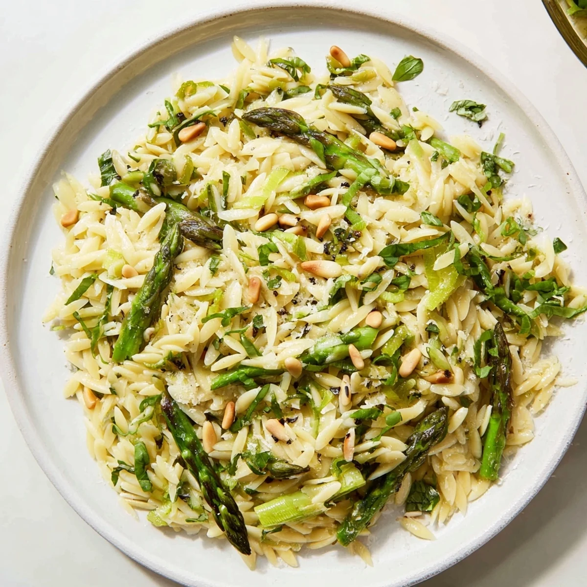 This delicious Asparagus Lemon Orzo Salad features glistening pasta and vibrant green asparagus tossed in lemon dressing.