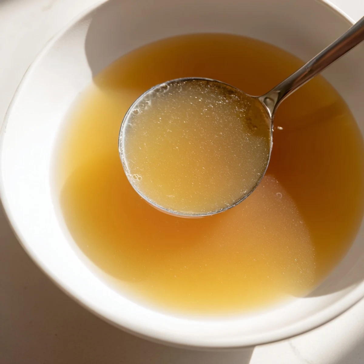A vibrant, steamy bowl of Vegetable Broth From Scraps garnished with fresh thyme and cracked pepper, served beside crusty bread for dipping on a cozy kitchen counter.