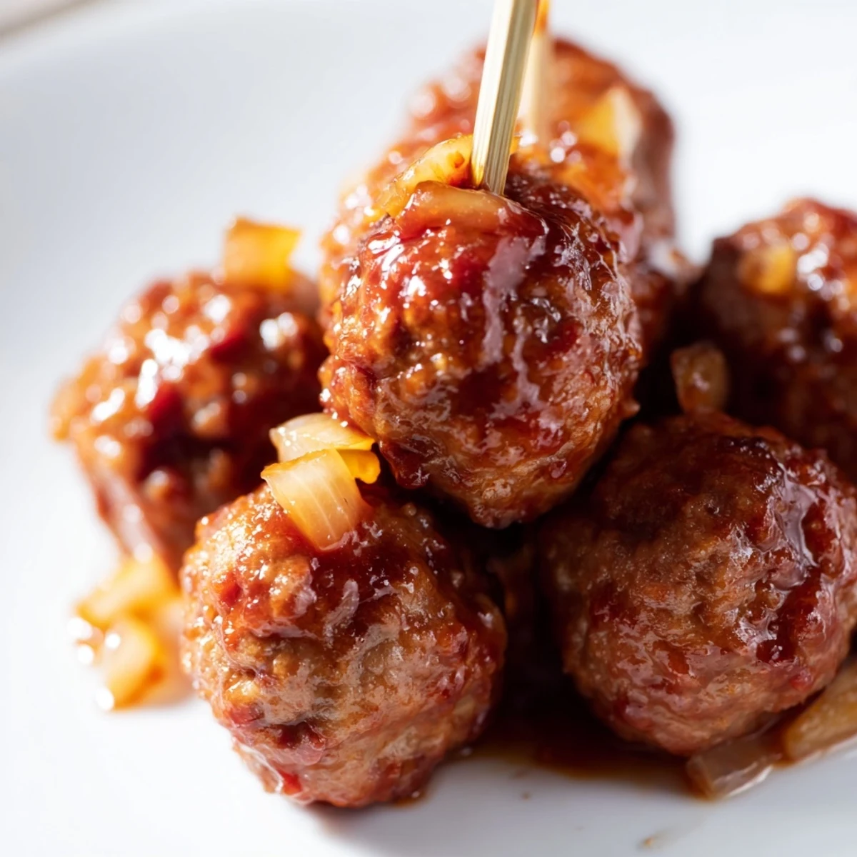 Tender beef meatballs simmered in a tangy peach preserve and chili sauce, served hot with toothpicks for gatherings.  