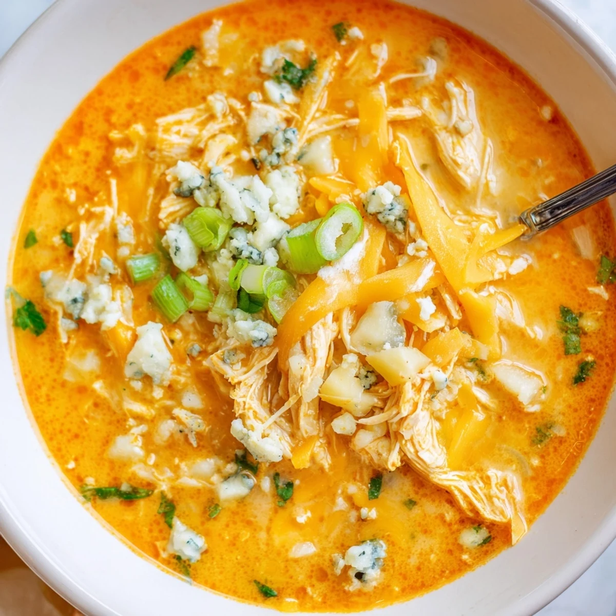 Creamy Crock Pot Buffalo Chicken Dip Soup simmers tender shredded chicken with spicy buffalo sauce, melted cheddar, and smooth cream cheese for a cozy bowl.