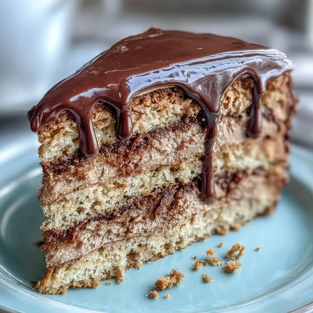 A beautifully layered Hojicha Butter Cream Cake showcases a tender sponge with earthy tea-infused buttercream and glossy dark chocolate ganache.