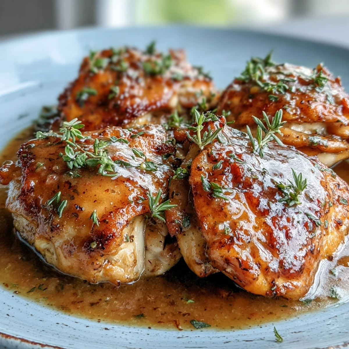 A close view of tender Honey Mustard Chicken served hot alongside fluffy white rice and greens.