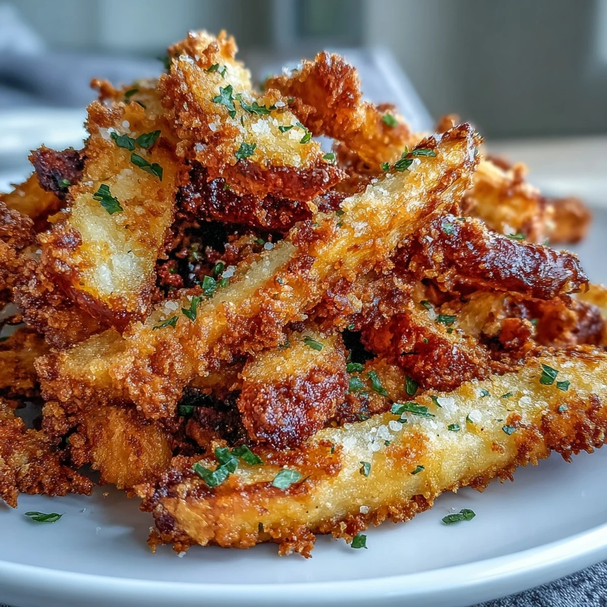 Freshly baked Crispy Baked Chicken Parmesan Fries with a golden Parmesan crust and crunchy texture.