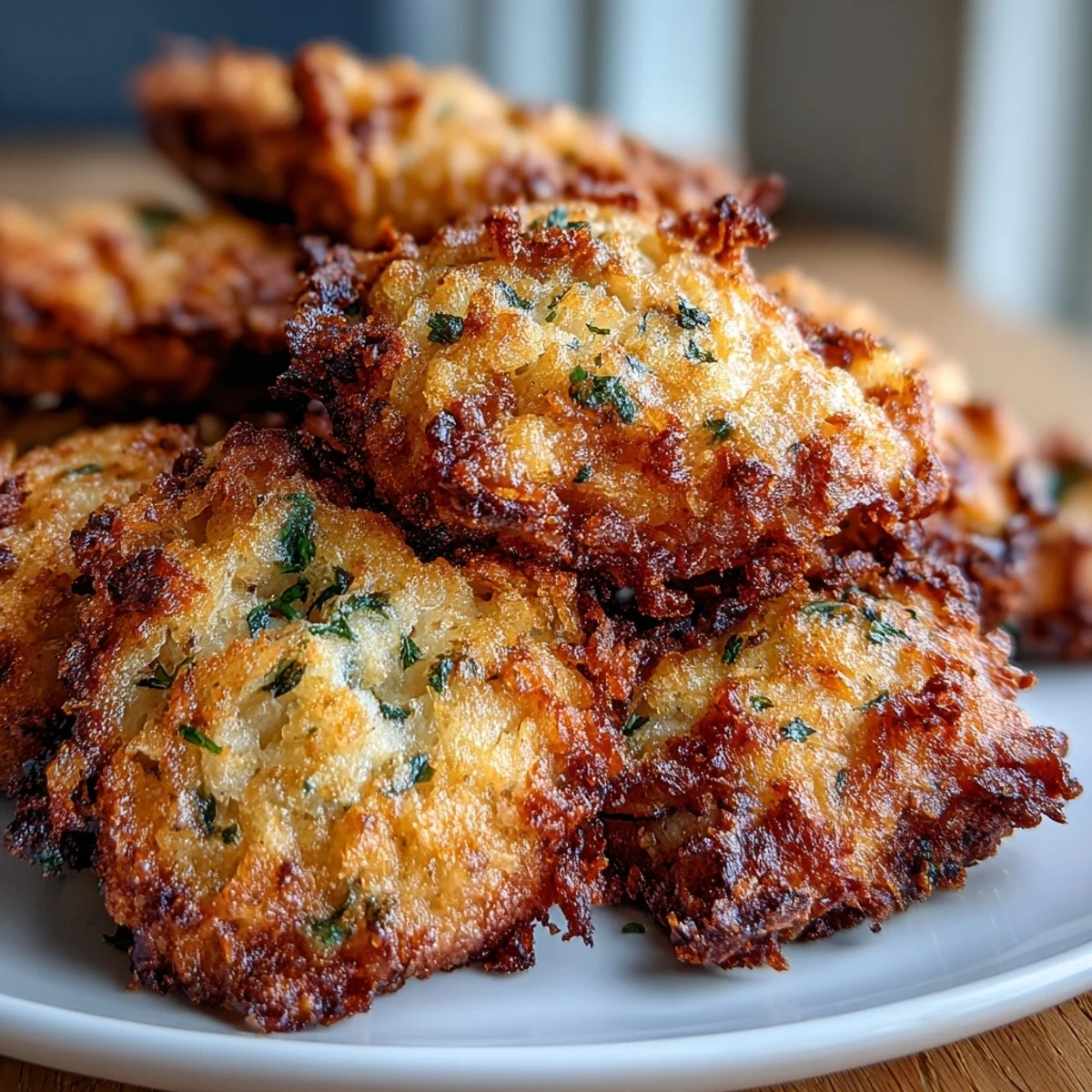Golden-brown Asiago Panko Chicken Bites fresh from the oven, served on a platter with a side of creamy dipping sauce.
