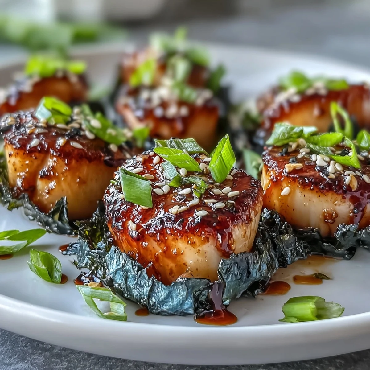 Seaweed-Wrapped Scallops with Ponzu Sauce are pan-seared until golden and served with zesty dipping sauce.