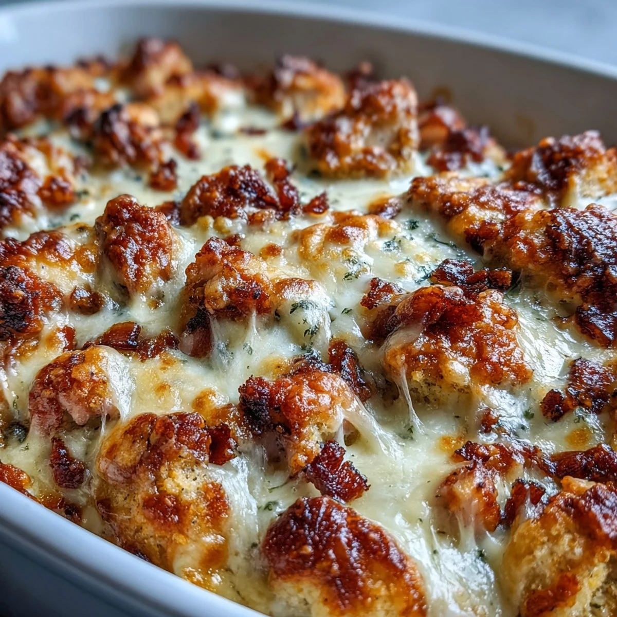 Low-carb casserole layered with tender chicken, smoky ham, and Swiss cheese, topped with almond flour crust for keto-friendly comfort.