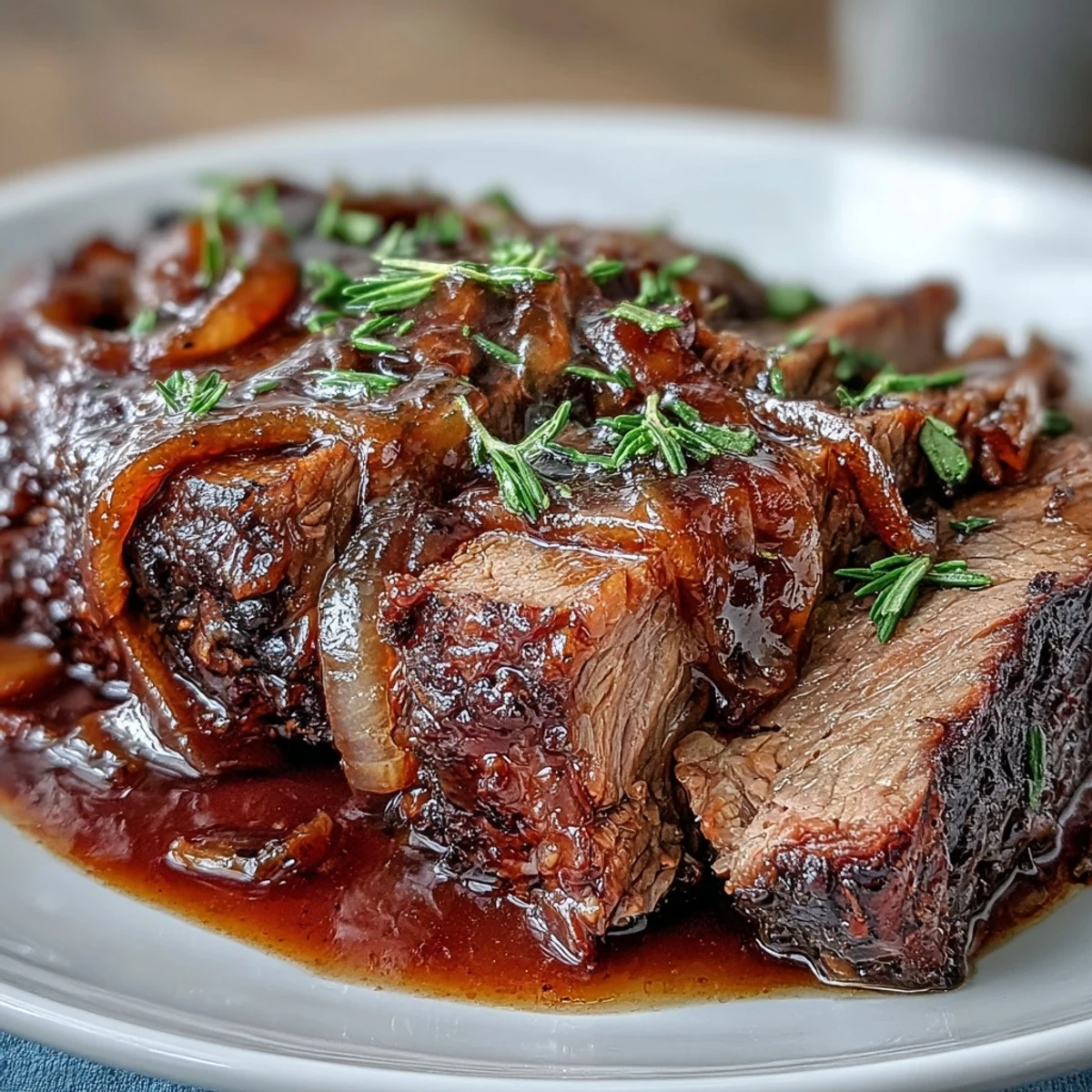 Hearty slow cooker pot roast made with onion soup mix, featuring melt-in-your-mouth beef and savory vegetables.