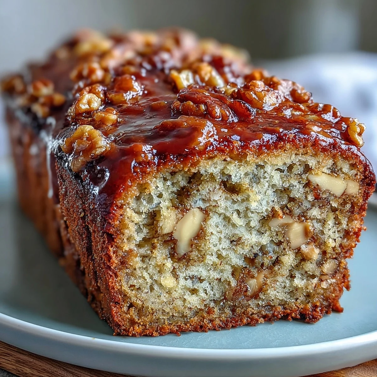 Classic banana nut bread enhanced with sourdough discard, warm cinnamon, and a crisp brown sugar topping for extra texture.