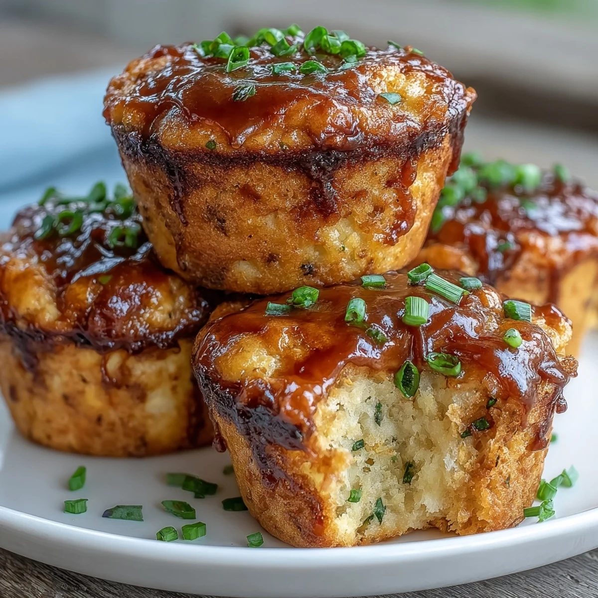 Buttermilk cornbread muffins with a marbled barbecue and cheese filling, served warm for a comforting side dish.
