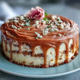 Elegant Rosé Velvet Cake, adorned with cascading gold drip, perfect for celebrations.