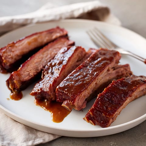 Tender honey mustard glazed baby back ribs, perfectly roasted for a flavorful barbecue feast.  