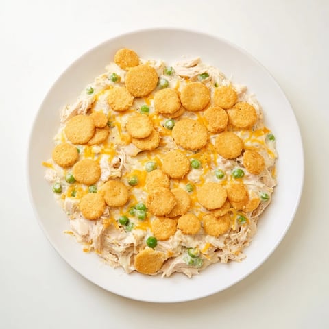 Golden-brown, bubbly Neiman Marcus-Style Chicken Casserole with a buttery cracker topping, ready to serve.