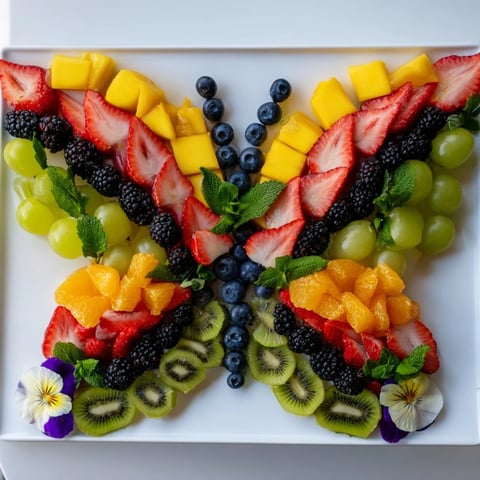 Butterfly Bloom Fruit Board, an inviting arrangement of colorful fresh fruit, ideal for a party.