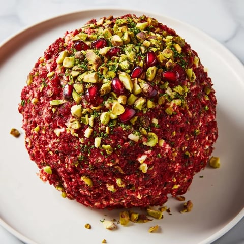 A glistening The Royal Orb cheese ball with jewel-like pomegranate seeds and crunchy pistachios.