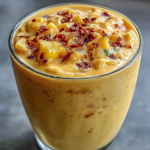 A frosty Anti-Inflammatory Pineapple Smoothie layered in vibrant pink and yellow, served in a clear glass with a tropical twist.  