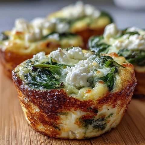 Golden Keto Spinach and Feta Egg Muffins, lightly baked and ready for a savory low-carb breakfast.