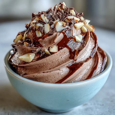 Creamy Vegan Chocolate Banana Nice Cream topped with almond butter drizzle and sliced bananas served in a white bowl.